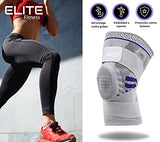 Rodilleras deportivas(PAR) de compresion con varillas laterales, almohadilla de gel, y vendas ajustables para mayor soporte, brindan alivio y soporte a rodillas, ideales para futbol, raquetball, atletismo, spinning, voleibol, y mas actividades deportivas