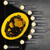 ▶ Casco de seguridad OSHA con visera completa ventilada con sistema de trinquete de 6 puntos, cumple con ANSI Z89.1, equipo de protección personal diseño de fibra de carbono
