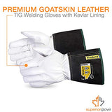▶ Guantes de soldador  TIG de piel de cabra con forro de Kevlar, trabajo (paquete de 1 par) (extra grande)