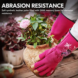 ▶ Guantes de jardinería  para mujer, Guantes de jardín para escamondar de cuero sintéticas con mangas largas para mujer (1Par, Violeta, S/CH, SL7445)