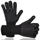 ▶ Guantes ignífugos  Barbacoa, Guantes Asador de Parrilla para Horno 1472 ℉de Silicona Guantes Cocina Aislamiento Térmico Resistente a Altas Temperaturas Antideslizantes para Cocción, Horneado, Soldadura, Corte, 13 Pulgadas (Negro)