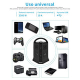 ▶ Power Strip Torre de Regleta Enchufe de Energía USB Multifuncional con 4 Puertos de Carga