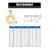 💢 Hilitchi 350-pcs [tamaño del 10 – ] latón arandela plana conjunto surtido – M2, M2,5 M3 M4 M5 M6 M8 M10 M12 M14