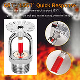 ▶ 5 cabezales de aspersor contra incendios y llave de 150 °F, cabezales de aspersor contra incendios de rosca de 1/2 pulgada 68