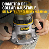 DEWALT Router Rebajadora Fresadora Circular de 1/2 - 1/4 Pulgadas (6.35mm - 13mm) de Diametro 750W DW616