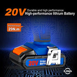 Taladro Inalámbrico destornillador eléctrico de 20 V con 2 velocidad variable,juego de herramientas de taladro eléctrico,ajustes de par de 18+1, 3/8 pulgadas sin llave Chuck,luz LED delantera y accesorios para perforar ladrillo,pared,madera,mejoras del ho