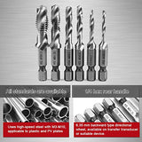 ▶ Juego de Brocas de taladro compuesto de manija hexagonal, brocas M10 HSS de vástago hexagonal de 1/4"y brocas cónicas de rosca Pieza de herramienta eléctrica