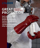 ▶ Guantes resistentes a los productos químicos  PVA, reutilizables, resistentes con forro de algodón, protección de ácidos, alcalinos y aceite, talla grande