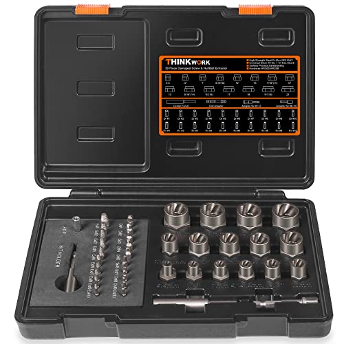 Juego de extractores de tornillos dañados y juego de extractores de pernos, 2-21 mm, removedor de tornillos pelados de 39 piezas, removedor de tuercas para quitar pernos dañados, congelados, oxidados, redondeados, tuercas y tornillos