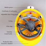 ▶ Casco de Seguridad Recargable Con Ventilador Oculto Velocidad Del Viento de 4 Velocidades Cascos de Construcción de Motor Sin Escobillas de 6 Polos Y 3,5 W Banco De Energía Independiente de Tipo Br