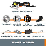 ▶ WORX  Sierra circular compacta eléctrica de 3 amperios Versacut de 3 3/8 pulgadas con tecnología de guía láser
