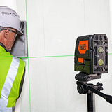 Klein Tools Nivel láser, autonivelante, nivel de línea cruzada verde de alta visibilidad con punto de fontanería rojo y abrazadera de montaje magnética