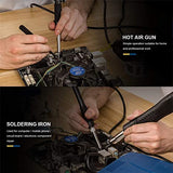 ▶ Prostormer Estación de soldador de 750 W, estación digital de retrabajo de aire caliente 2 en 1 con control de temperatura de 100 °C - 100 °C, visualización LED, bomba de desoldación, 4 pinzas, color azul, Azul