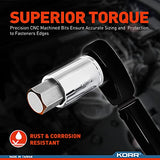KORR Tools KSS005 Juego de 32 puntas hexagonales maestro | Juego SAE y métrico | Unidad de 1/4 pulgadas, 3/8 pulgadas y 1/2 pulgadas