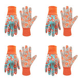 ▶HANDLANDY Guantes de jardín de algodón para mujer, 4 pares de guantes de jardinería suaves con puntos de PVC, guantes de trabajo florales para patio (L, naranja)