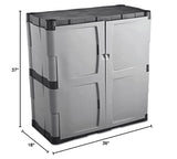 Rubbermaid - Armario de Almacenamiento pequeño con Puertas, Armario de Almacenamiento con Cerradura, 45.7 cm de Profundidad x 91.4 cm de Ancho x 91.7 cm de Alto, Gris/Negro