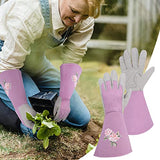 ▶ Guantes Jardinería  de poda de rosa, guantes de jardinería de protección de antebrazo largo para mujer, antipinchazos, impermeables y extra gruesos(M)