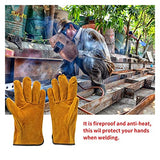 ▶ Guantes de soldador Un par / set Fire a prueba de fuego Guantes de soldadora de cuero de vaca duradera HUEVOS DE SEGURIDAD DE LOS TRABAJO DE CALOR for SOLDADURA HERRAMIENTAS DE MANO DE METAL Resisten