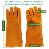 ▶ Guantes de soldador resistentes al calor, 16 pulgadas guantes de soldadura cuero de guantes de trabajo de seguridad de cuero para barbacoa, horno, soldador Tig, jardín y manejo de animales