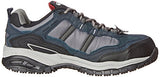 Skechers, Zapatos para trabajo antideslizantes, Soft Stride Grinnel 77013EW, Azul/Gris, 28 Horma Extra Ancha