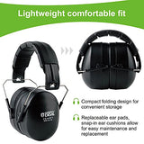 ▶ Orejeras de protección auditiva con cancelación de ruido para adultos NRR 26 dB con banda de tiro para protección de oídos con diadema acolchada, compactas, plegables, insonorizados, auriculares