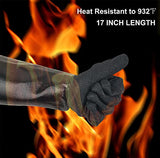 ▶ Guantes ignífugos de parrilla de barbacoa para freidora de pavo, 17 pulgadas, 1222 °F, guantes a prueba de calor para ahumador, barbacoa, horno para manejar alimentos calientes en freidora, parrilla, manga larga ignífuga