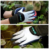 ▶ Guantes de jardinería  para mujer, guantes de trabajo impermeables con revestimiento de nitrilo para flores, plantas de jardinería, excavación de verduras, plantación, deshierba, siembra y trasplante
