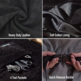 ▶ Delantal de soldador de cuero, resistente al calor y al fuego, con 6 bolsillos, delantal de trabajo para carpintería, Negro: 24.0 x 35.8 in con guantes, M to XXXL