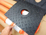 Cortina EZ Grab Delineator - Poste de 45 pulgadas, collares de cadera de 3 pulgadas con base de 10 libras, 03-747RBC-3, naranja, paquete de 3