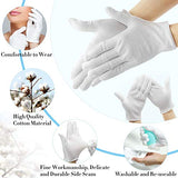 Paxcoo 3 pares guantes blancos de algodón para mano seca cosmética hidratante monedas joyería inspección Spa – tamaño mediano