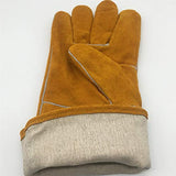 ▶ Guantes de Soldador- Resistentes al Calor y al Desgaste - for soldadores TIG/Mig/Chimenea/BBQ/Jardinería/Parrillas/Estufas (14 Pulgadas, Oro) Antideslizan