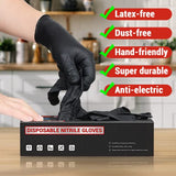 STARKIT Guantes desechables sin látex, guantes de nitrilo de 4 milímetros M, 100 guantes desechables de grado alimenticio, color negro