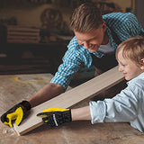 ▶ Guantes de trabajo de piel auténtica para niños, guantes de trabajo de jardinería para niños, guantes de seguridad, diseño reflectante, transpirable, perfectos para jardinería infantil, trabajo en el patio, al aire libre (mediano, negro, 4 a 6 años)