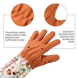 ▶ Guantes de jardinería de cuero para mujer extendidos y largos para podar rosas profesionales (rojo)