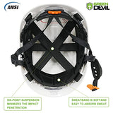 ▶GREEN DEVIL Unisex-Adulto Casco De Seguridad Casco Duro Con Visera Y Protección Para Los Oídos Casco De Trabajo De Abs Ventilado, Liviano Y Ajustable Para Hombres Y Mujeres Suspensión De 6 Puntos Aprobado