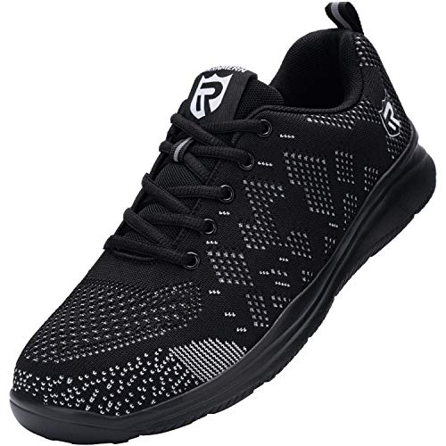 ▶  LARNMERN Zapatos de punta de acero para hombre, zapatillas a prueba de pinchazos, zapatillas ligeras y transpirables, calzado de seguridad para el trabajo para hombre de construcción 112K(24.0 cm, Blanco Negro)
