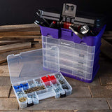 Stalwart - Caja de almacenamiento y herramientas organizadora duradera, 4 cajones con 19 compartimentos cada uno para hardware, aparejos de peces, cuentas y más (morado)