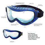 ▶ Gafas de seguridad Odyssey II S80200, antiniebla, resistente a los arañazos, protector de ojos sin látex para hombres y mujeres con lente transparente de doble panel, marco azul