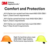 ▶ 3M Casco de seguridad 3M SecureFit H-801SFV-UV, blanco, con ventilación de ala completa con sensor Uvicator, suspensión de trinquete de difusión de presión de 4 puntos, ANSI Z87.1