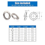 💢Hilitchi - Juego de 410 arandelas de acero inoxidable 304 (8 tamaños)