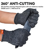 ▶ Guantes resistentes a los cortes, forro anticorte HPPE, protección de manos, nivel EN388 E, nivel ANSI A6 (talla M, gris, HY3594)