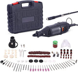 ▶ Esmeriladora o Amoladora 140 Accesorios, 130W Multiherramienta Mini Amoladora eléctrica Herramienta Rotativa multifunción con Eje Flexible/Portabrocas Sin Llave para Manualidad y Creación Bricolaje