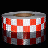 ▶ Cinta Reflectante Tira De Cuadrícula Roja Y Blanca Película De Advertencia De Tráfico Cuerpo De Camión con Seguridad Pegatinas Luminosas Llamativas Pegatinas De Advertencia De Ingeniería (5Cm20M) CIN