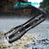 🔦 Linterna recargable GJP Linterna LED Recargable Alta Potencia Militar, Linterna Táctica Lámpara Portátil 1600 Lúmenes, IPX6 Impermeable Linterna Para Bicicleta/Senderismo/Cámpings, 5 Modos de Luz Zoomable Luz De Emergencia