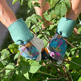 ▶ Guantes de jardinería para mujer con estampado botánico de cuero, talla M (4183M)