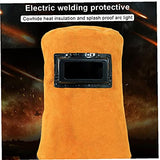 ▶ Capucha de Soldador Soldadura de la cara de la cubierta de la campana del soldador del casco de cuero resistente al calor con lente de filtro de protección de la cara del cuello de los ojos de la soldadora accesorios de