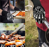 ▶ Guantes ignífugos Guantes de parrilla para barbacoa extremadamente resistentes al calor, guantes de silicona para horno ignífugos para hornear ahumadores, guantes de cocina con aislamiento térmico, 1 par