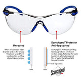 3M Solus 27597 Protective Eyewear 1000 Series S1107SGAF Scotchgard Anti-Fog Lens, 5" Height, 2" Wide, 10" Length, Polycarbonate/Plastic, One Size Fits Most, Blue/Black/Clear