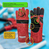 ▶ Guantes de soldador magnéticos de 40,64 cm de protección de escudo del antebrazo, doble capa de hilos de Kevlar fuertes, ignífugos, 1 par.