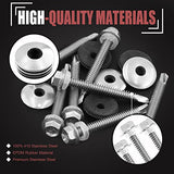 ▶ Hilitchi Juego de 70 tornillos hexagonales de acero inoxidable 410 de 12 x 1-1/2 pulgadas, con arandelas de junta de sellado EPDM de neopreno M5.5 x 19